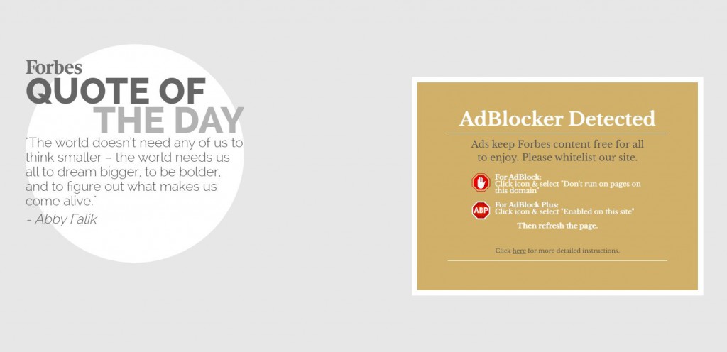 Forbes ad blocker message