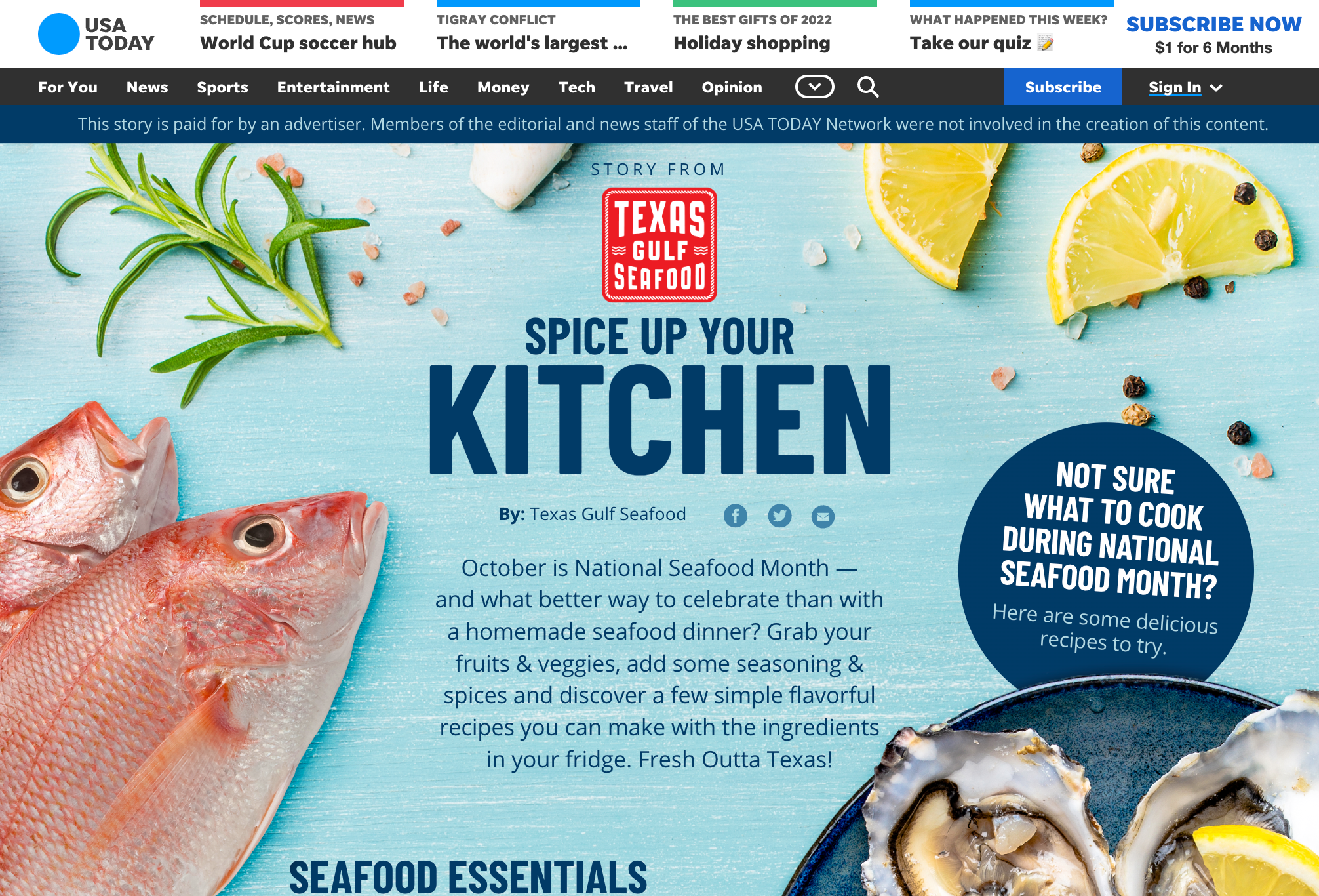 Spice up your kitchen: USA Today + Texas Gulf Seafood